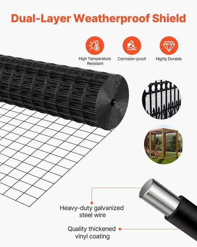 Alt view image 4 of 7 - Hardware Cloth 36 in x 25 ft, 2 x 3 in Mesh 16 Gauge Galvanized Wire Mesh Roll, Weather-Resistant Vinyl Coated Chicken Wire Fencing, Heavy Duty Welded Garden Plant Fencing for Rabbit Cage Snake
