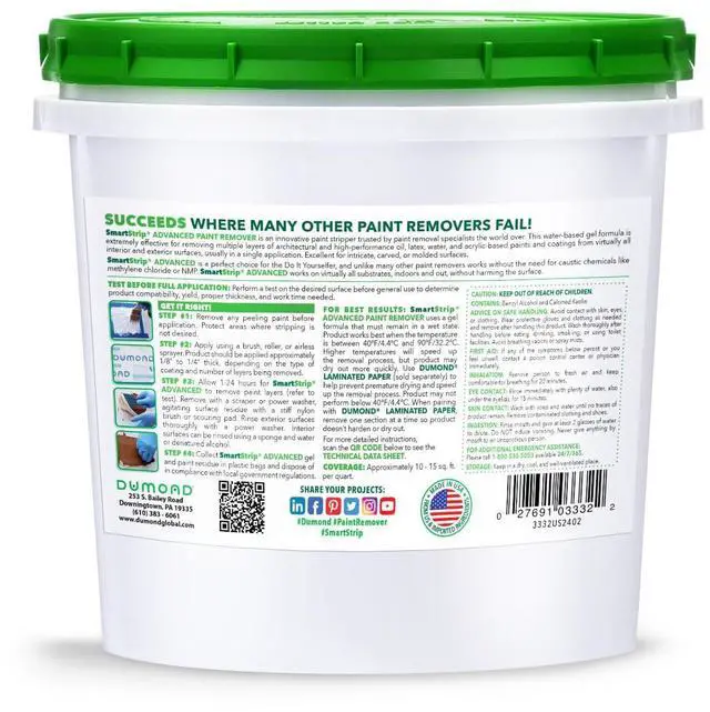Alt view image 2 of 7 - Smart Strip Advanced Paint Remover - for Removal of Acrylic, Latex, Oil, & Water-Based Coatings - Non-Caustic Formula - Indoor/Outdoor - Contractor & DIY Friendly - 2 Quarts