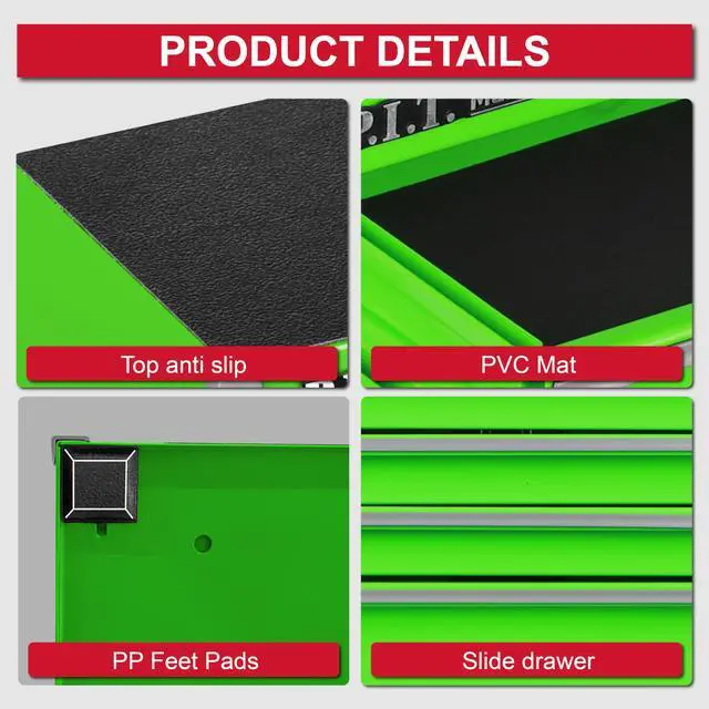 Alt view image 6 of 7 - Mini Tool Box,Small Metal Toolbox Organizer with 5 Drawers,Green | 8.6"W X 4.6"D Cute Size,Q235 Steel,Magnetic Locking Mechanism,PVC Drawer Liners