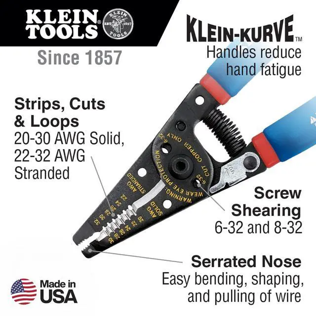 Alt view image 2 of 7 - 11057 Wire Cutter/Stripper, Made in USA, Heavy Duty Cutter for 20-30 AWG Solid and 22-32 AWG Stranded Wire