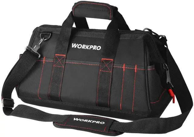 Main image of 16-inch Close Top Wide Mouth Tool Storage Bag with Water Proof Rubber Base, W081022A, 16"