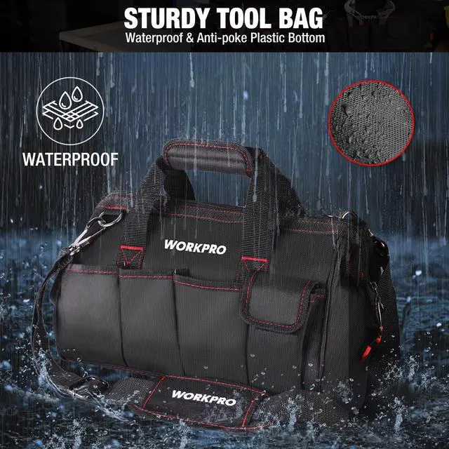 Alt view image 2 of 7 - 16-inch Close Top Wide Mouth Tool Storage Bag with Water Proof Rubber Base, W081022A, 16"