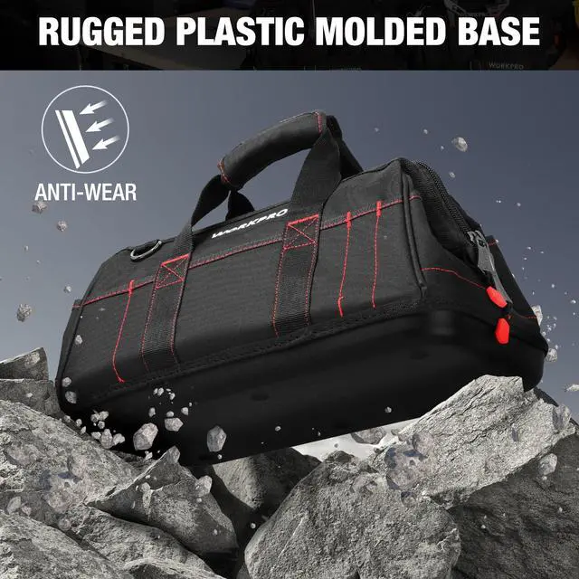 Alt view image 3 of 7 - 16-inch Close Top Wide Mouth Tool Storage Bag with Water Proof Rubber Base, W081022A, 16"