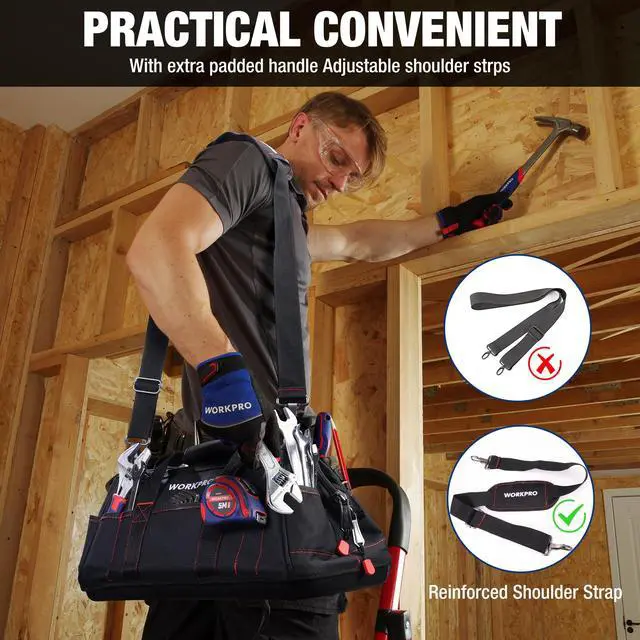Alt view image 4 of 7 - 16-inch Close Top Wide Mouth Tool Storage Bag with Water Proof Rubber Base, W081022A, 16"