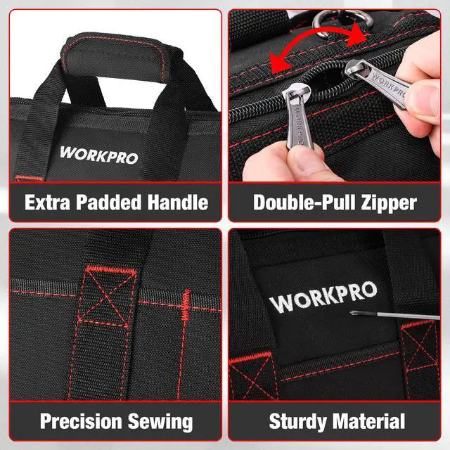 Alt view image 6 of 7 - 16-inch Close Top Wide Mouth Tool Storage Bag with Water Proof Rubber Base, W081022A, 16"
