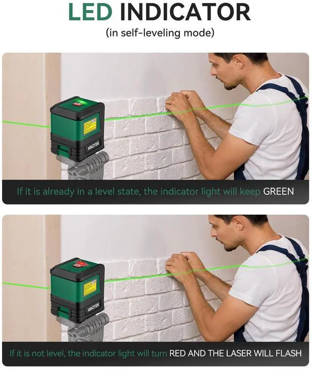 Alt view image 5 of 7 - Laser Level, Self-leveling Green Line Laser With Horizontal and Vertical Lines for Construction and Picture Hanging, Battery Included