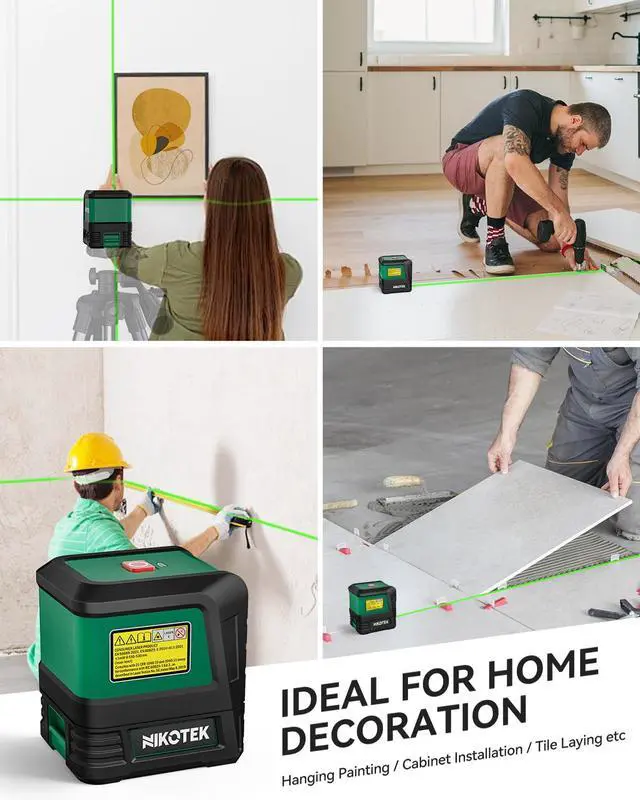 Alt view image 7 of 7 - Laser Level, Self-leveling Green Line Laser With Horizontal and Vertical Lines for Construction and Picture Hanging, Battery Included