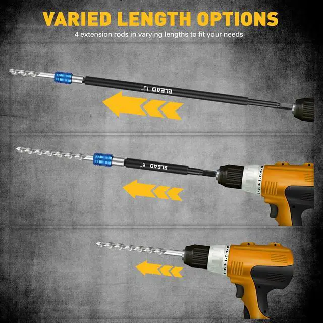 Alt view image 6 of 7 - 4-Piece 2", 4", 6", 12" Drill Bit Extension Set, Magnetic Screwdriver Bit Holder Extender with Aluminum Sleeve, 1/4 Inch Hex Shank Quick Release Extension Adapter, Durable CR-V Steel