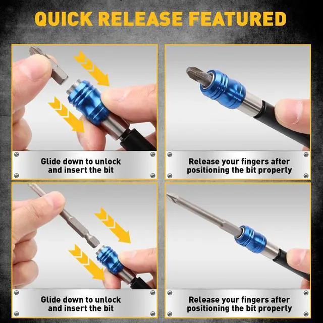 Alt view image 7 of 7 - 4-Piece 2", 4", 6", 12" Drill Bit Extension Set, Magnetic Screwdriver Bit Holder Extender with Aluminum Sleeve, 1/4 Inch Hex Shank Quick Release Extension Adapter, Durable CR-V Steel