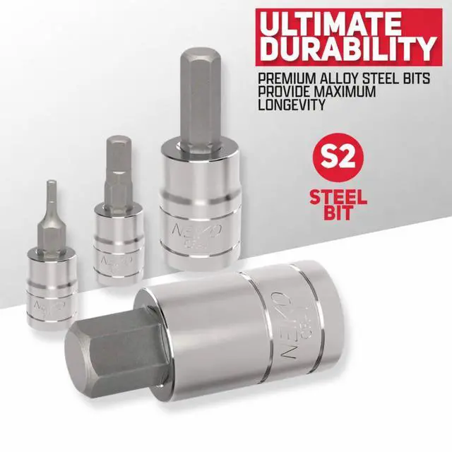 Alt view image 3 of 5 - 10288A Allen Hex Bit Socket Set, 32 Piece SAE and Metric Allen Socket Set, Allen Head Hex Key Socket Set Made with S2 Steel
