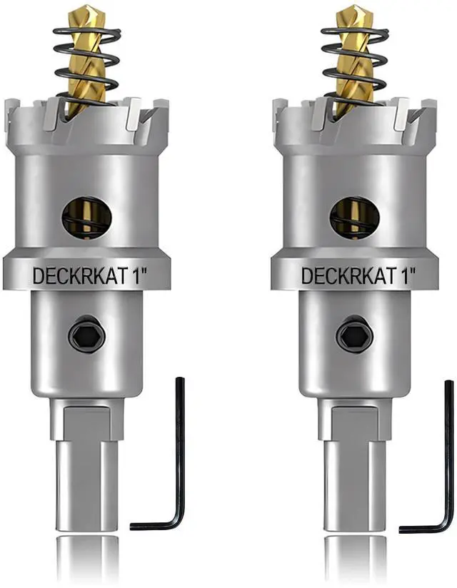Main image of 2-Pack 1" TCT Hole Saws for Hard Metal, Heavy Duty 25mm Tungsten Carbide Tipped Hole Cutters Set with Spring-Loaded Pilot Drill Bits for Stainless Steel, Metal, Iron, and Plastic