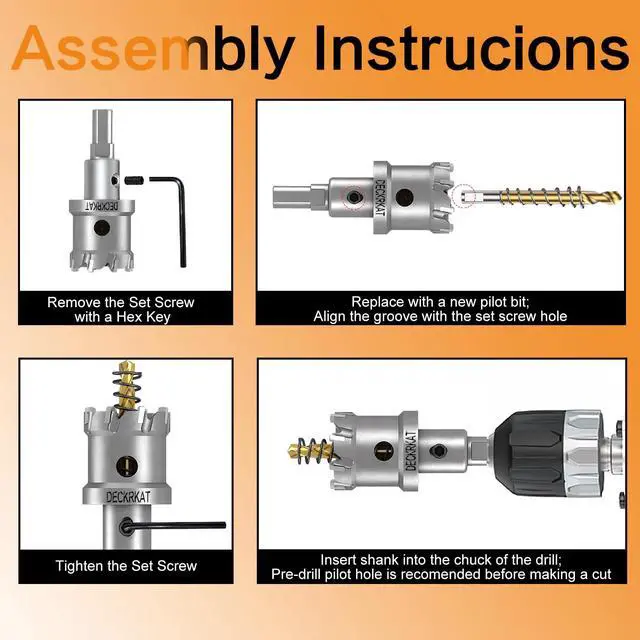 Alt view image 3 of 7 - 2-Pack 1" TCT Hole Saws for Hard Metal, Heavy Duty 25mm Tungsten Carbide Tipped Hole Cutters Set with Spring-Loaded Pilot Drill Bits for Stainless Steel, Metal, Iron, and Plastic