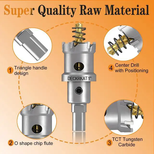 Alt view image 4 of 7 - 2-Pack 1" TCT Hole Saws for Hard Metal, Heavy Duty 25mm Tungsten Carbide Tipped Hole Cutters Set with Spring-Loaded Pilot Drill Bits for Stainless Steel, Metal, Iron, and Plastic