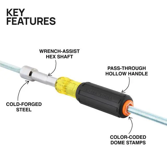 Alt view image 2 of 6 - 65456 Hollow-Shaft Nut Driver Set, Heavy-Duty, Color-Coded Hex Sizes 1/4 to 9/16-Inch, Cushion-Grip Handles, 6-Piece