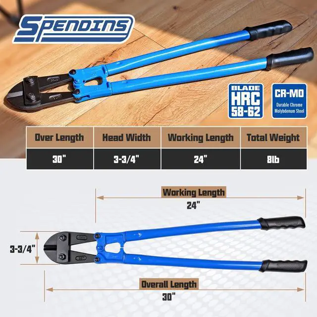 Alt view image 2 of 7 - 30 IN Bolt Cutter with Drop Forged Cr-Mo Alloy Steel Blades | with Ergonomic Handle,Heavy Duty Metal Cutter for Rebars, Chains, Locks, Wires, Bolts, Fence