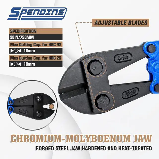 Alt view image 4 of 7 - 30 IN Bolt Cutter with Drop Forged Cr-Mo Alloy Steel Blades | with Ergonomic Handle,Heavy Duty Metal Cutter for Rebars, Chains, Locks, Wires, Bolts, Fence