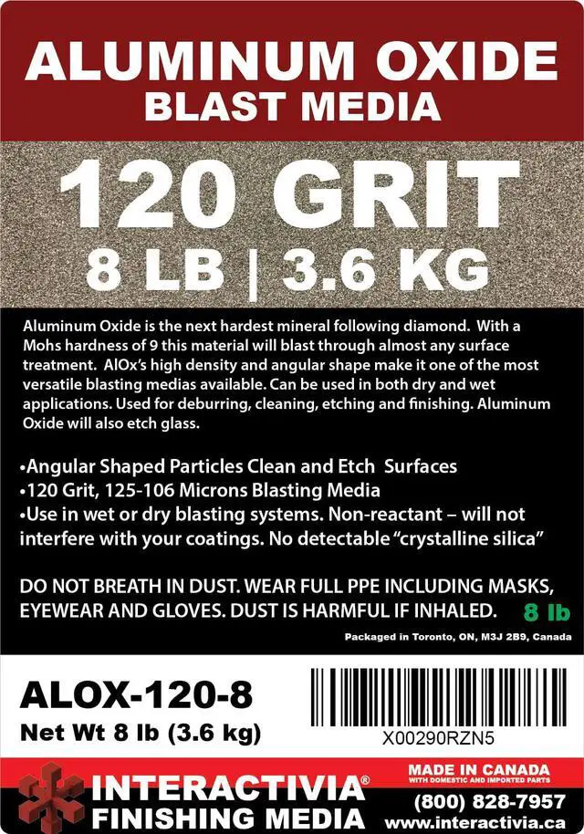 Alt view image 7 of 7 - #120 Aluminum Oxide - 8 LBS - Fine Sand Blasting Abrasive Media for Blasting Cabinet and Blasting Guns