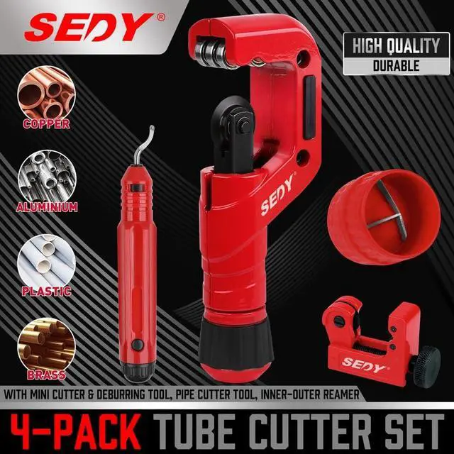 Alt view image 2 of 7 - Ultimate Tube Cutter Set - Heavy Duty Pipe Cutter 3/16"-2" OD, Mini Tube Cutter 1/8"-7/8", Deburring Tool - for Copper, Aluminum, PVC Pipes - High-Quality Cutting & Deburring Tools for Professionals