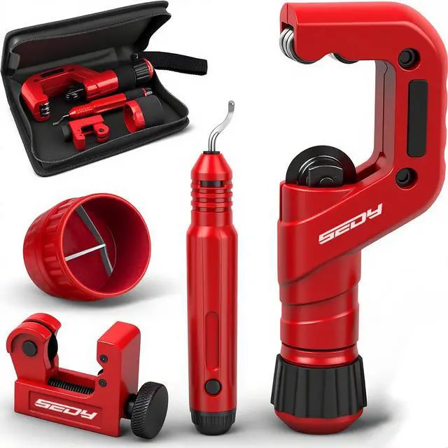Main image of Ultimate Tube Cutter Set - Heavy Duty Pipe Cutter 3/16"-2" OD, Mini Tube Cutter 1/8"-7/8", Deburring Tool - for Copper, Aluminum, PVC Pipes - High-Quality Cutting & Deburring Tools for Professionals