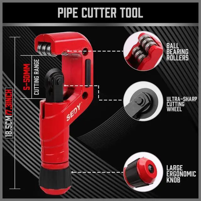 Alt view image 3 of 7 - Ultimate Tube Cutter Set - Heavy Duty Pipe Cutter 3/16"-2" OD, Mini Tube Cutter 1/8"-7/8", Deburring Tool - for Copper, Aluminum, PVC Pipes - High-Quality Cutting & Deburring Tools for Professionals