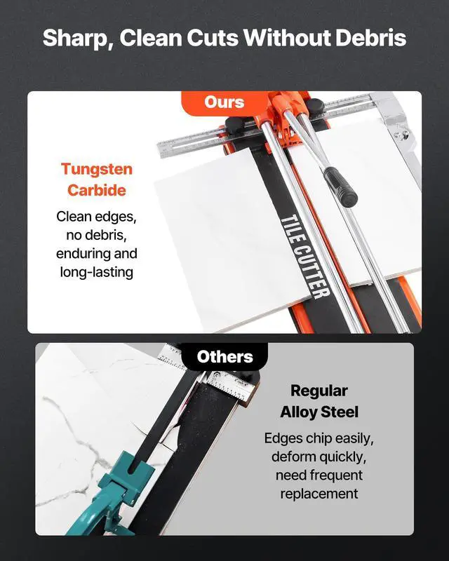 Alt view image 6 of 7 - 17-Inch Manual Tile Cutter for Wall & Polished Tiles,Double Rails for Precise Cutting, Tungsten Carbide Wheel,Non-Slip Handle,Anti-Displacement Pressure Rod,Precise Cuts for Pros & Beginners