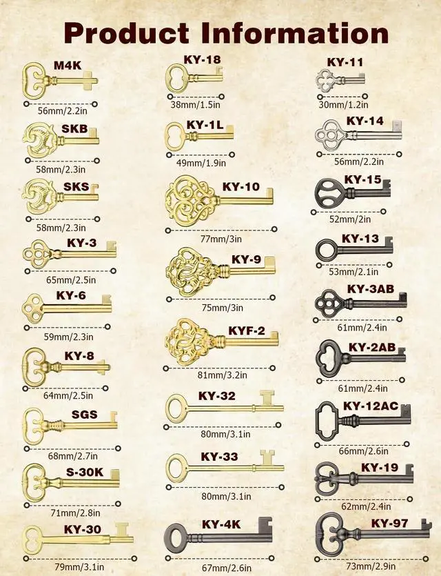 Alt view image 4 of 7 - Skeleton Key Set for Old Doors Antique Furniture Universal 26-Pack | Universal hollow barrel skeleton keys; For vintage furniture/jewelry boxes/curio cabinets & locks