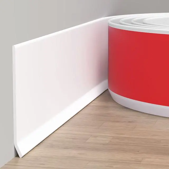Main image of Flexible Baseboard Molding Trim, 4 Inch(W) x 20 Feet(L) Peel and Stick Rubber Wall Trim Molding, Self-Adhesive Vinyl Wall Base Cove Base