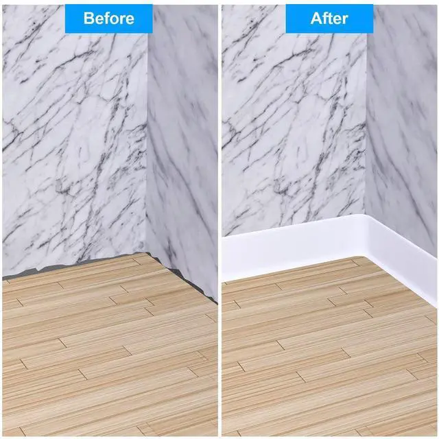 Alt view image 3 of 7 - Flexible Baseboard Molding Trim, 4 Inch(W) x 20 Feet(L) Peel and Stick Rubber Wall Trim Molding, Self-Adhesive Vinyl Wall Base Cove Base