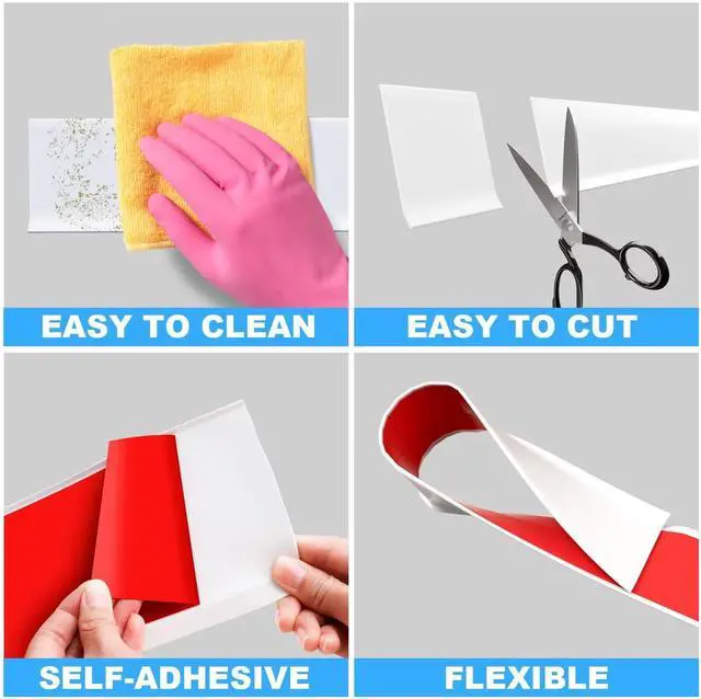 Alt view image 5 of 7 - Flexible Baseboard Molding Trim, 4 Inch(W) x 20 Feet(L) Peel and Stick Rubber Wall Trim Molding, Self-Adhesive Vinyl Wall Base Cove Base