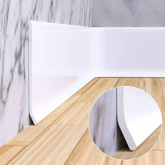 Alt view image 7 of 7 - Flexible Baseboard Molding Trim, 4 Inch(W) x 20 Feet(L) Peel and Stick Rubber Wall Trim Molding, Self-Adhesive Vinyl Wall Base Cove Base