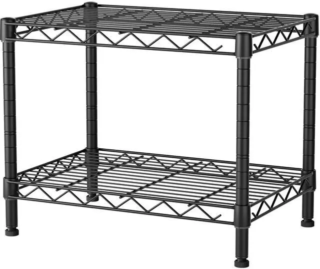 Main image of Small Wire 2 Shelves Pantry Metal Shelf Floor Organizer Under Desk | Armoire Adjustable Floor Kitchen Narrow Organizer Rack Shelving Short Square Stackable Standing Storage Tier Under Unit