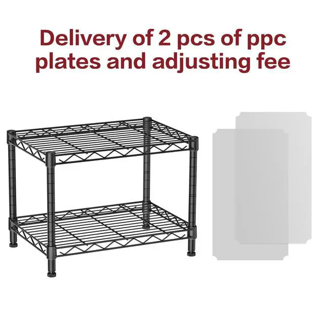 Alt view image 4 of 7 - Small Wire 2 Shelves Pantry Metal Shelf Floor Organizer Under Desk | Armoire Adjustable Floor Kitchen Narrow Organizer Rack Shelving Short Square Stackable Standing Storage Tier Under Unit