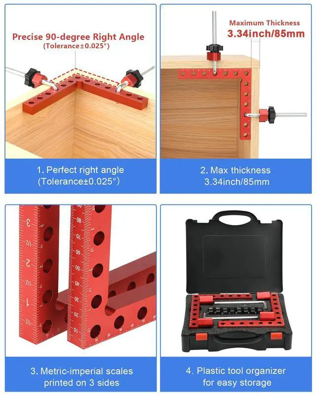 Alt view image 4 of 6 - 4Pack Corner Clamps for Woodworking for Right Angle Positioning | 90 Degree 5.5"x5.5" Clamping Squares, Woodworking Tools for Cabinet, Picture Frame,Box, Drawers, Ideal Gift for Carpentry Dad