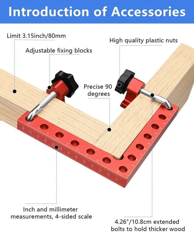 Alt view image 5 of 6 - 4Pack Corner Clamps for Woodworking for Right Angle Positioning | 90 Degree 5.5"x5.5" Clamping Squares, Woodworking Tools for Cabinet, Picture Frame,Box, Drawers, Ideal Gift for Carpentry Dad