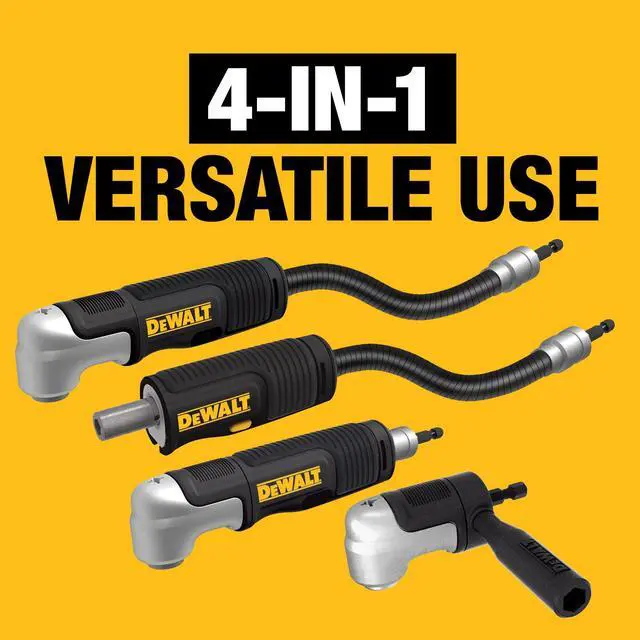 Alt view image 4 of 7 - Right Angle Drill Attachment, 12 in 90 Degree Drill Adapter, Compact 4-in-1 Modular FLEXTORQ Impact Ready Straight Flexible Shaft (DWAMRASETFT)