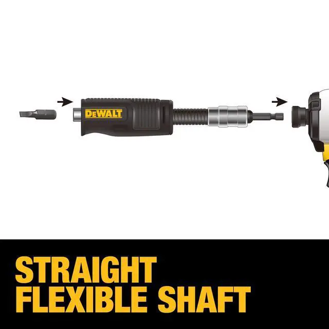 Alt view image 5 of 7 - Right Angle Drill Attachment, 12 in 90 Degree Drill Adapter, Compact 4-in-1 Modular FLEXTORQ Impact Ready Straight Flexible Shaft (DWAMRASETFT)