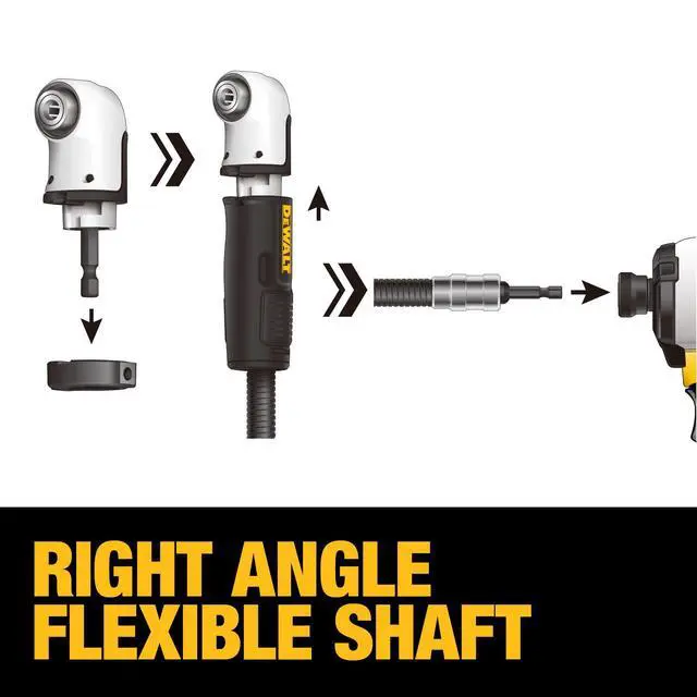 Alt view image 6 of 7 - Right Angle Drill Attachment, 12 in 90 Degree Drill Adapter, Compact 4-in-1 Modular FLEXTORQ Impact Ready Straight Flexible Shaft (DWAMRASETFT)