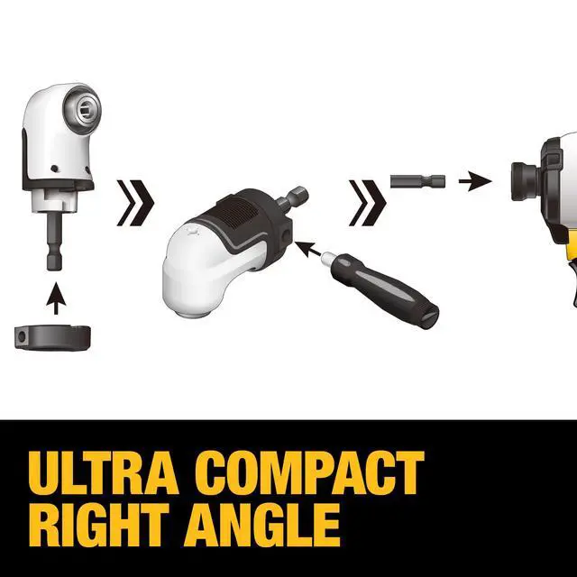 Alt view image 7 of 7 - Right Angle Drill Attachment, 12 in 90 Degree Drill Adapter, Compact 4-in-1 Modular FLEXTORQ Impact Ready Straight Flexible Shaft (DWAMRASETFT)