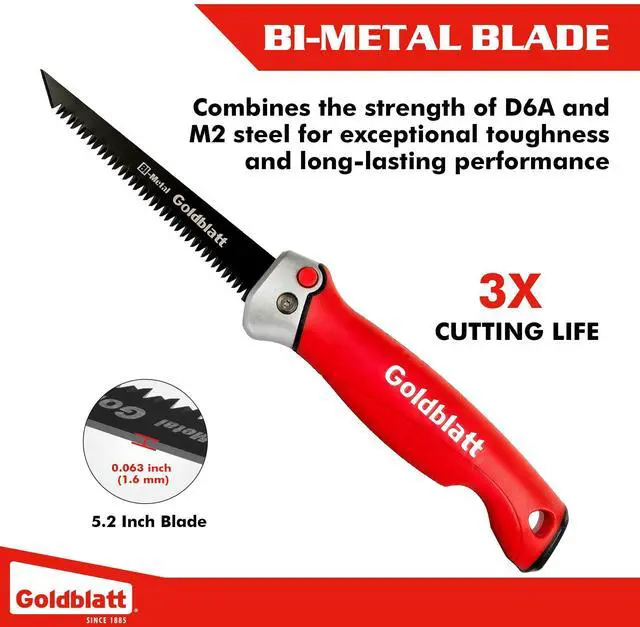 Alt view image 3 of 7 - Folding Drywall Saw, 5-Inch Jab Saw for Wallboard, Plywood & PVC | Foldable 5-Inch Blade, Bi-Metal Blade, 8 TPI Triple-Ground Teeth, Faster Cutting, Sharp & Clean Cuts, Soft Grip Handle