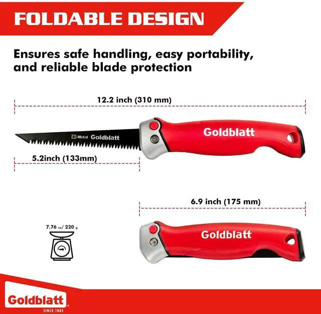Alt view image 6 of 7 - Folding Drywall Saw, 5-Inch Jab Saw for Wallboard, Plywood & PVC | Foldable 5-Inch Blade, Bi-Metal Blade, 8 TPI Triple-Ground Teeth, Faster Cutting, Sharp & Clean Cuts, Soft Grip Handle