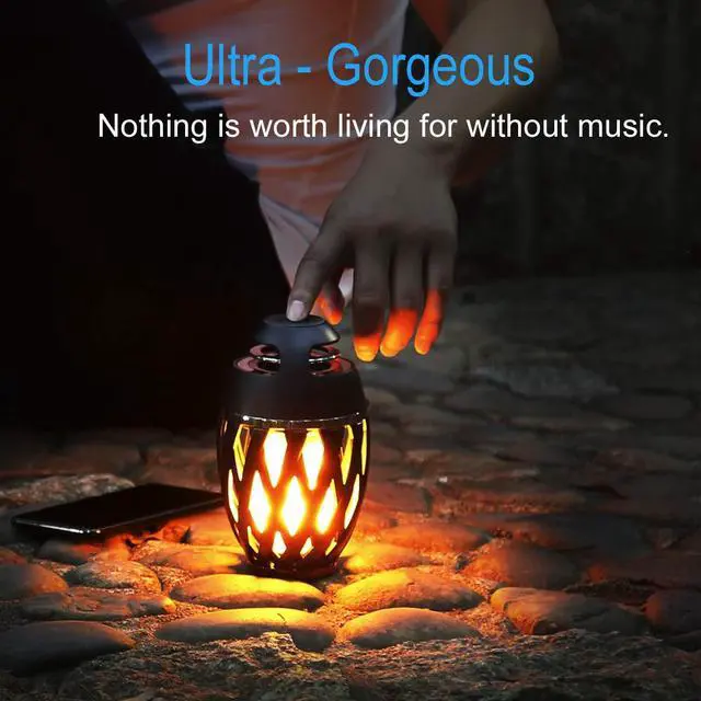 Alt view image 3 of 7 - LED Flame Outdoor Table Lamp Torch Table Lamp with Blutooth Speaker, Rechargeable Ambience Lantern with Flickers Warm Light for Patio/Porch/Home Decor, Best Gift for Men Women Teens Kids