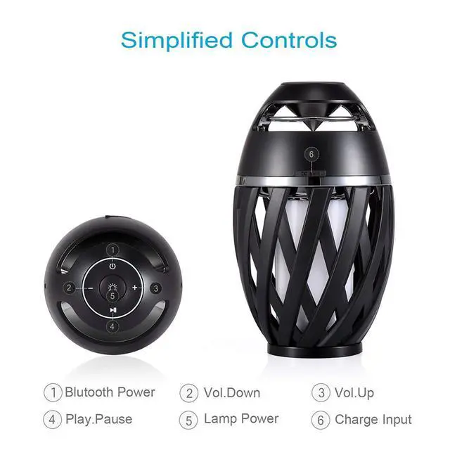 Alt view image 4 of 7 - LED Flame Outdoor Table Lamp Torch Table Lamp with Blutooth Speaker, Rechargeable Ambience Lantern with Flickers Warm Light for Patio/Porch/Home Decor, Best Gift for Men Women Teens Kids
