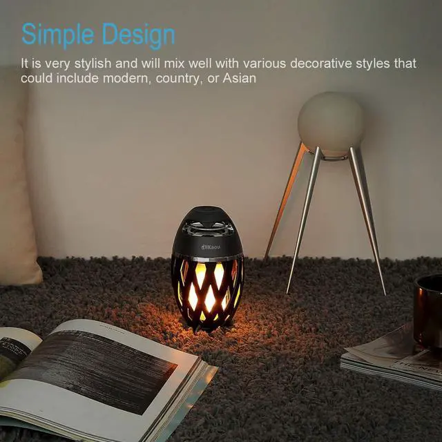 Alt view image 2 of 7 - LED Flame Outdoor Table Lamp Torch Table Lamp with Blutooth Speaker, Rechargeable Ambience Lantern with Flickers Warm Light for Patio/Porch/Home Decor, Best Gift for Men Women Teens Kids