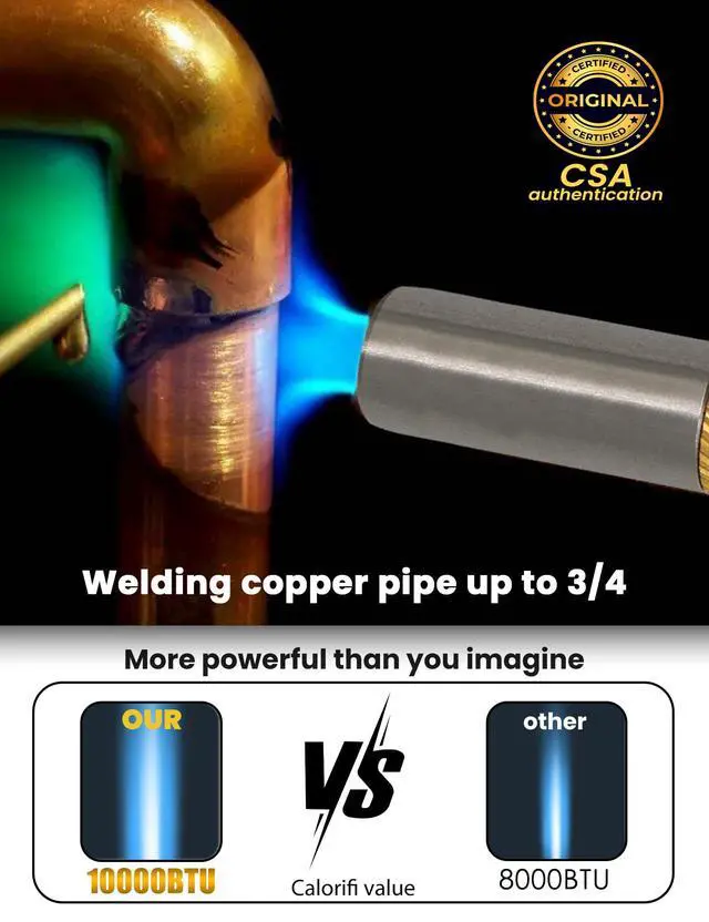 Alt view image 4 of 6 - Propane Torch Head, GJ-8000pro High Intensity Torch Head, Trigger Start Gas Torch Kit for Propane, Pencil Flame Welding Torch Fuel by Mapp/Map/Propane, Soldering, CookingCSA Certified)