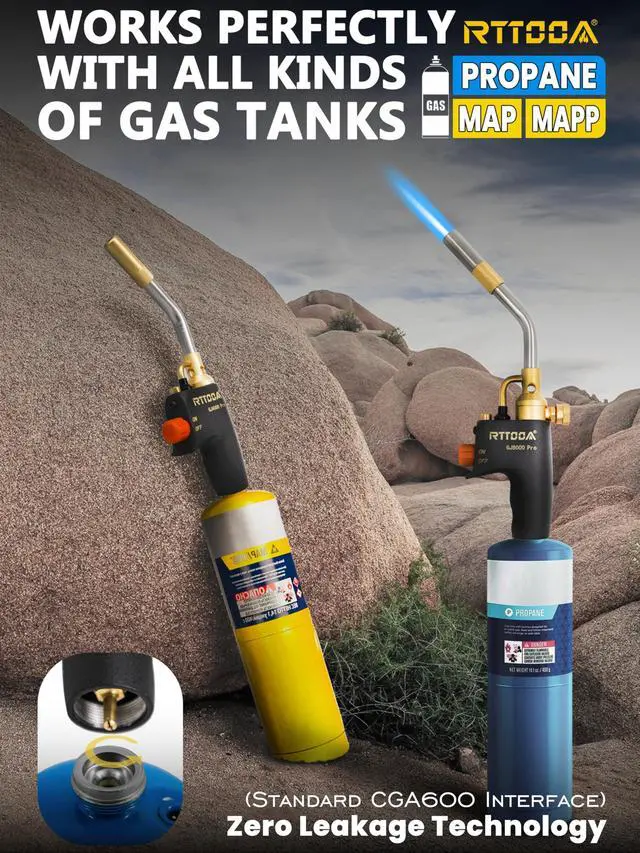 Alt view image 3 of 6 - Propane Torch Head, GJ-8000pro High Intensity Torch Head, Trigger Start Gas Torch Kit for Propane, Pencil Flame Welding Torch Fuel by Mapp/Map/Propane, Soldering, CookingCSA Certified)