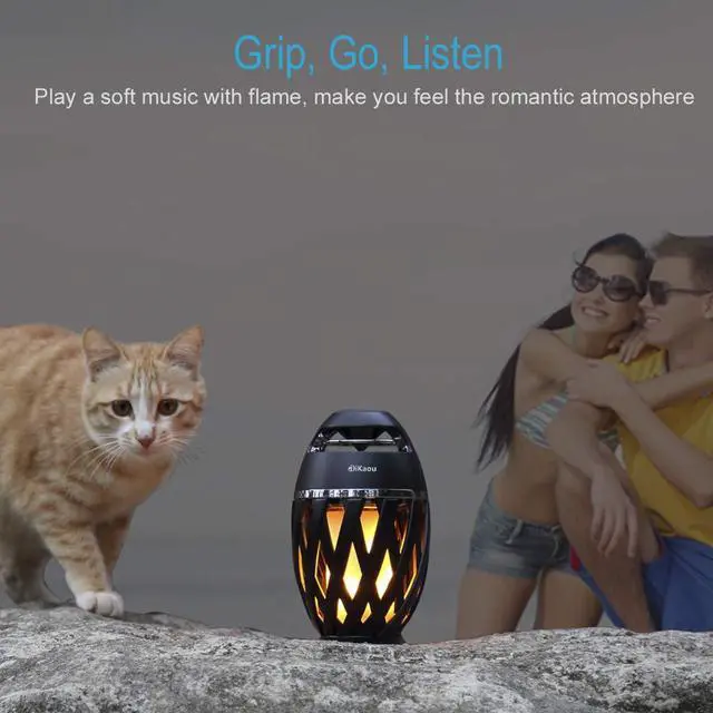 Alt view image 5 of 7 - LED Flame Outdoor Table Lamp Torch Table Lamp with Blutooth Speaker, Rechargeable Ambience Lantern with Flickers Warm Light for Patio/Porch/Home Decor, Best Gift for Men Women Teens Kids