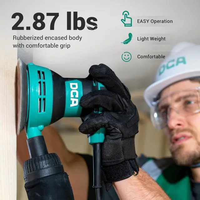 Alt view image 5 of 7 - Random Orbital Sander, 3.0 AMP Corded Palm Sander, 6 Speeds Max 12,000 OPM, 5-Inch with 10 pcs Sandpapers, Dust Bag, Low Vibration for Woodworking, Decoration Furniture (ASA125)