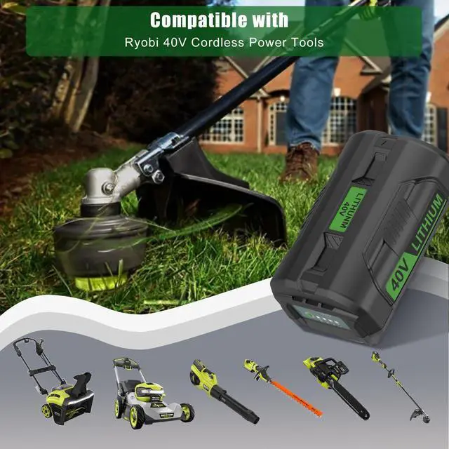 Alt view image 3 of 7 - 40V 6.0Ah Replacement for Ryobi 40V Battery Compatible with Ryobi Battery 40 Volt OP4026 OP40601 OP4050A OP4040 OP4030 OP4050