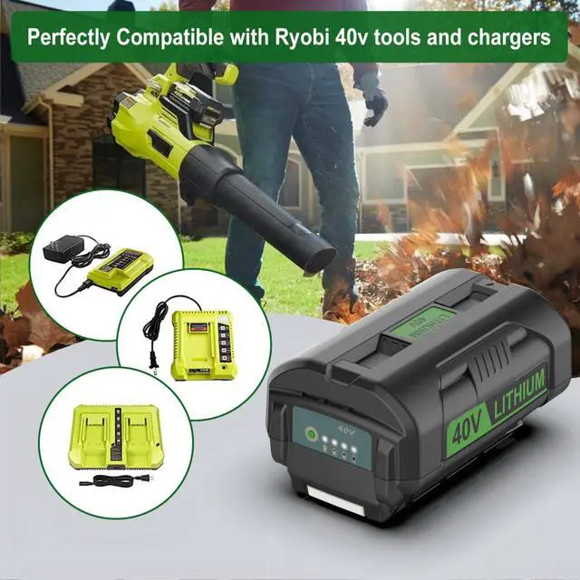 Alt view image 4 of 7 - 40V 6.0Ah Replacement for Ryobi 40V Battery Compatible with Ryobi Battery 40 Volt OP4026 OP40601 OP4050A OP4040 OP4030 OP4050