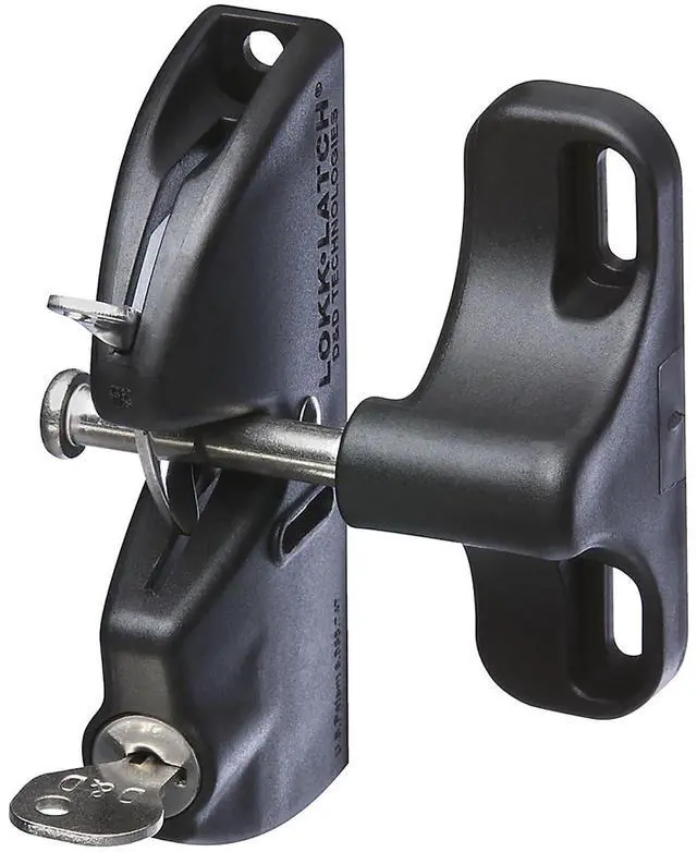 Main image of LokkLatch Keyed Gate Latch, Polymer, Adjustable, Black | Key-Lockable Latch with Stainless Steel Components, 4-9/16 in Gap Range, Fits Wood, Metal and Vinyl Gates